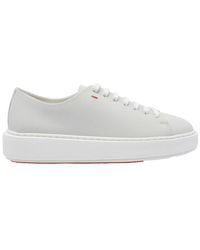 Santoni - Round Toe Lace Up Sneakers - Lyst