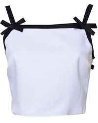 MSGM - Bow Detailed Cropped Top - Lyst