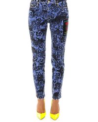 Versace Jeans Baroque Printed Skinny Jeans - Blue