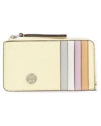 Tory Burch - Robinson Pebbled Top-Zip Card Case - Lyst