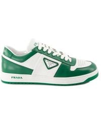 Prada - Downtown Brand-Plaque Leather Low-Top Trainers - Lyst