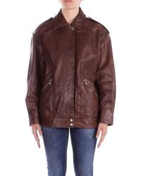 Pinko - Press-Stud Fastened Leather Jacket - Lyst