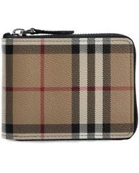 Burberry - Checked Zipped Wallet - Lyst