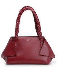 Ferragamo - Braided Handle Logo Printed Shoulder Bag - Lyst