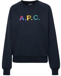 A.P.C. - Vicky Navy Cotton Sweatshirt - Lyst