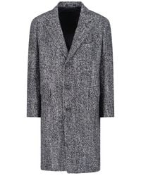 Tagliatore - Herringbone Patterned Single-breasted Coat - Lyst