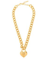 Moschino - Heart-pendant Cable-link Chained Necklace - Lyst