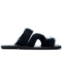 Dries Van Noten - Shearling Square-Toe Sandals - Lyst