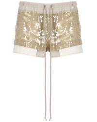 Rick Owens Sequin Embellished Drawstring Shorts - White
