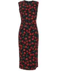 Dolce & Gabbana - Cherry Print Midi Dress - Lyst
