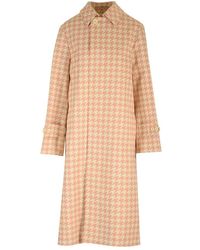 Burberry - Check-pattern Long Sleeved Coat - Lyst