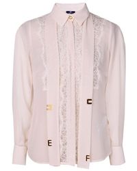 Elisabetta Franchi - Lace Detailed Buttoned Shirt - Lyst
