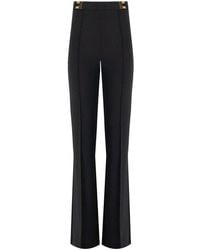 Elisabetta Franchi - Black Palazzo Trousers With Logo - Lyst