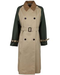 Weekend by Maxmara Canasta Colour-block Double-breasted Cotton-blend Coat - Natural