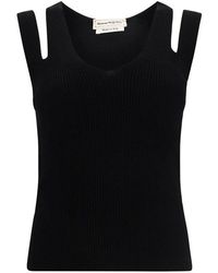 Alexander McQueen - V-neck Cut Out Knitted Top - Lyst