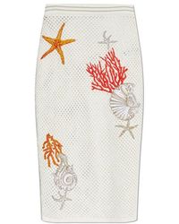 Versace - Embroidered Crochet-knitted Pencil Midi Skirt - Lyst