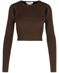 Max Mara - Cut-Out Ribbed Long-Sleeve Top - Lyst