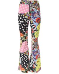 Moschino - Jeans Front Zipped Patchwork Printed Trousers - Lyst