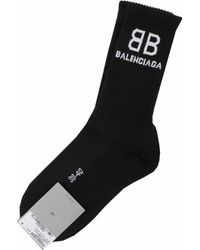Balenciaga Logo Intarsia-knit Tennis Socks - Black