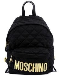 Moschino - Logo-patch Quilted Zipped Backpack - Lyst