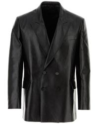 Valentino - Single Breasted Leather Jacket - Lyst