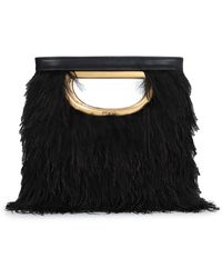 Pinko - Feather Effect Logo Engraved Clutch Bag - Lyst