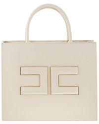 Elisabetta Franchi - Medium Shopper With Logo Plaque - Lyst