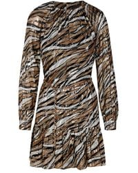 Michael Kors - Zebra Printed Belted Mini Dress - Lyst
