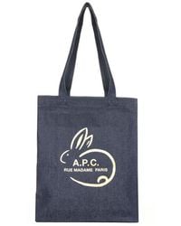 A.P.C. - Logo Denim Tote Bag - Lyst