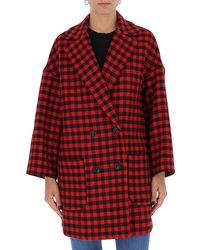 RED Valentino Plaid Double-breasted Coat - Red