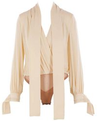Elisabetta Franchi - V-Neck Georgette Bodysuit - Lyst
