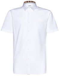 Burberry - Logo-embroidered Short Sleeved Shirt - Lyst