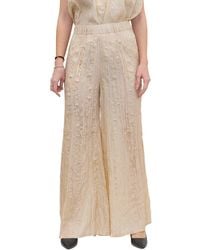 Alysi Ruched Wide Leg Trousers - Natural