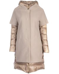Herno Contrast Fabric Coat - Natural