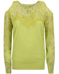 Ermanno Scervino - Floral-laced Off-shoulder Knitted Top - Lyst
