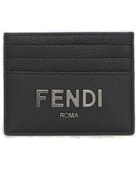 Fendi - Logo-plaque Leather Card Holder - Lyst