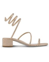 Rene Caovilla - Cleo Embellished Block-heeled Sandals - Lyst