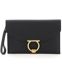 Womens Bags Clutches and evening bags Ferragamo Leather Gancini Chain Clutch Bag in Nero - Save 26% Black 