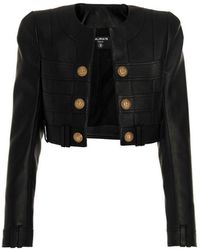 Balmain - Short Leather Jacket - Lyst