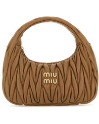 Miu Miu - Wander Matelassé Logo Plaque Mini Hobo Bag - Lyst