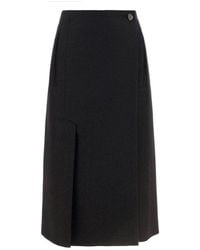 Prada Pinstripe Midi Skirt - Black