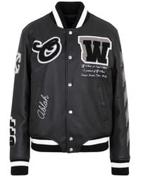 Off-White c/o Virgil Abloh - Moon Varsity Leather Jacket - Lyst