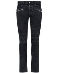 Balmain - Zipped Detailed Skinny Jeans - Lyst