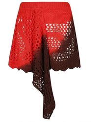 The Attico - Elastic Waist Perforated Knitted Midi Skirt - Lyst