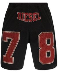DIESEL - 'p-tain-short' Shorts With Logo, - Lyst