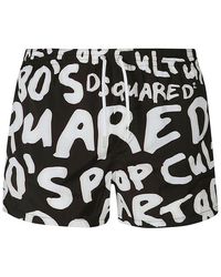 DSquared² - Allover Logo Printed Drawstring Swimming Shorts - Lyst