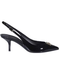 Dolce & Gabbana Logo Plaque Slingback Court Shoes - Black