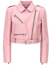 Alexander McQueen - Notched-collar Cropped Leather Jacket - Lyst