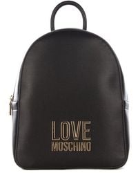Love Moschino Logo Plaque Zipped Backpack - Black