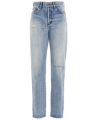 Saint Laurent High Waisted Slim-fit Jeans - Blue